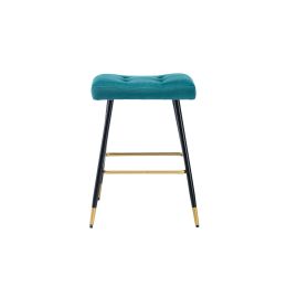 COOLMORE Vintage Bar Stools Footrest Counter Height Dining Chairs - Teal