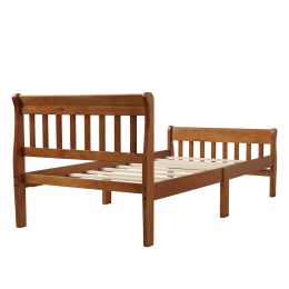 Wood Platform Bed Twin Bed Frame Panel Bed Mattress Foundation Sleigh Bed with Headboard/Footboard/Wood Slat Support - as pic