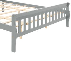 Sleigh Queen Size Wood Platform Bed for Gray color - as pic
