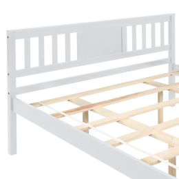 Modern design Wood Platform Queen Bed Frame with Headboard for White color - as pic