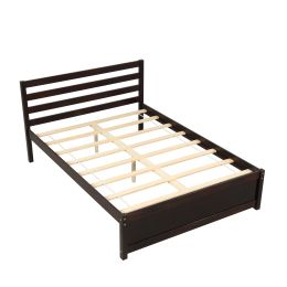 Full Size Wood Platform Bed Frame with Headboard for espresso color - as pic