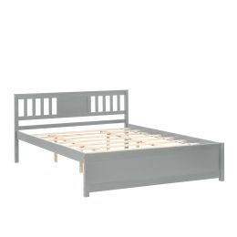 Modern design Wood Platform Queen Bed Frame with Headboard for Gray color - as pic