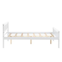 Full Size Wood Platform Bed with Headboard for white color - as pic