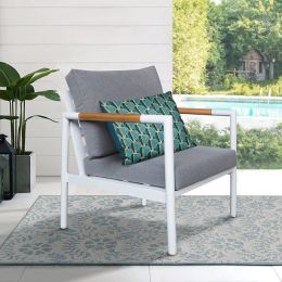 Outdoor Patio Aluminum Chair; Furniture Single Armchair with Cushions for Restaurant Courtyard or Garden; Gray - Gray