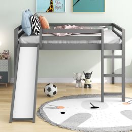 Loft Bed with Slide; Multifunctional Design; Full (Gray)(OLD SKU :WF281157AAE) - as pic