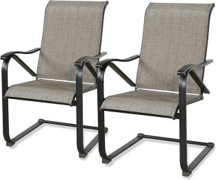 Outdoor Spring Motion Dining Bistro Chairs with Textilene Steel Frame Set of 2 - Classic Black