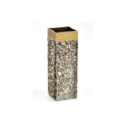 Gold Glass Vase | Square vase | Art Decorated Glass Vase for flowers | Table vase 12 inch | Interior Design | Home Decor - Gold - 300