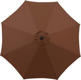 9 Ft Outdoor Patio Tilt Market Enhanced Aluminum Umbrella 8 Ribs, 7 Colors / Patterns Available - Coffee