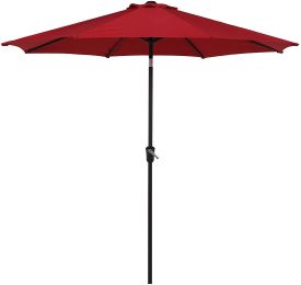 9 Ft Outdoor Patio Tilt Market Enhanced Aluminum Umbrella 8 Ribs, 7 Colors / Patterns Available - Red
