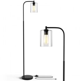 Industrial Floor Lamp with Glass Shade-Black - as show