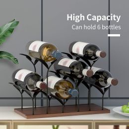Mecor Countertop Wine Rack for 6 Bottles, Tabletop Wood Wine Organizer, Bottle Holder for Home Decor, Kitchen, Bar, Cellar, Cabinet, Pantry, Easy to A