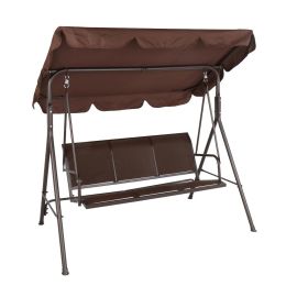 170*110*152cm With Canopy Teslin Cushion 250kg Load-Bearing Iron Swing - brown - outdoor swing