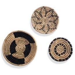 Seagrass Round Basket Set of 3 | Unique Farmhouse Wall Decor Tray for Wall Display or Home Decoration - Rustic Mix