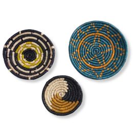 Seagrass Round Basket Set of 3 | Unique Farmhouse Wall Decor Tray for Wall Display or Home Decoration - Starry Night