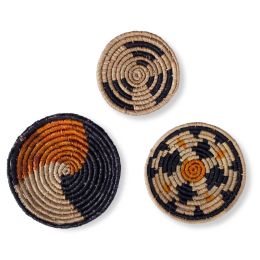 Seagrass Round Basket Set of 3 | Unique Farmhouse Wall Decor Tray for Wall Display or Home Decoration - Bohemian Mix