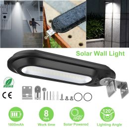 Solar Wall Light Outdoor 18 LEDs Dusk to Dawn Fence Lamps - Black