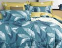Linnett Blue Banana Leaves 100% Cotton  Reversible Comforter Set  - Queen