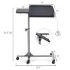 Adjustable Angle Height Rolling Laptop Table - Silver (frame) + black (table)