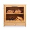 Extra Large Bread Box;  Bamboo Bread Box for Kitchen Counter;  Removable 2 Tiers;  Clear Front Window and Tool Drawer;  Large Capacity Bread Holder. -
