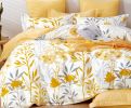 Autumn Yellow Floral 100% Cotton Reversible Comforter Set  - King
