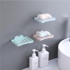 Soap Dish Holder Wall Mounted Heart Shaped Bathroom Storage Plate Tray Holder Case Soap Bathroom Shower Kitchen Washroom Shelf Storage Organizer - blu