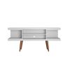 Manhattan Comfort Utopia 53.14" TV Stand with Splayed Wooden Legs and 4 Shelves in White - Default Title
