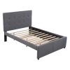 Linen Upholstered Platform Bed With Headboard and Trundle; Full - as pic