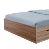 Wooden Full Size Bed Frame with 3 Drawers and Grain Details; Taupe Brown - BM141886