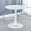 Round Sturdy Decor Table with a Combination of Iron Frame and 0.7'' Thickness MDF Top; Self-Assembly Home and Kitchen 28.7'' Height Table (White) RT -