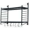 2-Tiered Wall Mounted Pot Rack - Black