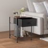 Bedroom Living Room 2-tier Nightstand Bedside End Sofa Coffee Table - Brown - Style B