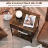 Bedroom Living Room 2-tier Nightstand Bedside End Sofa Coffee Table - Brown - Style A