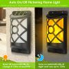 Flame Solar Lights Outdoor 96 LEDs Waterproof Flickering Flame Wall Mount Lamp Auto On Off - Black