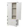 48.4"H 2 Door Accent Storage Cabinet;  Modern Wood Floor Organizer;  Indoors;  White - white