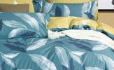 Linnett Blue Banana Leaves 100% Cotton  Reversible Comforter Set  - King
