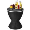 3 in 1 8 Gallon Patio Rattan Cooler Bar Table with Adjust Ice Bucket - black